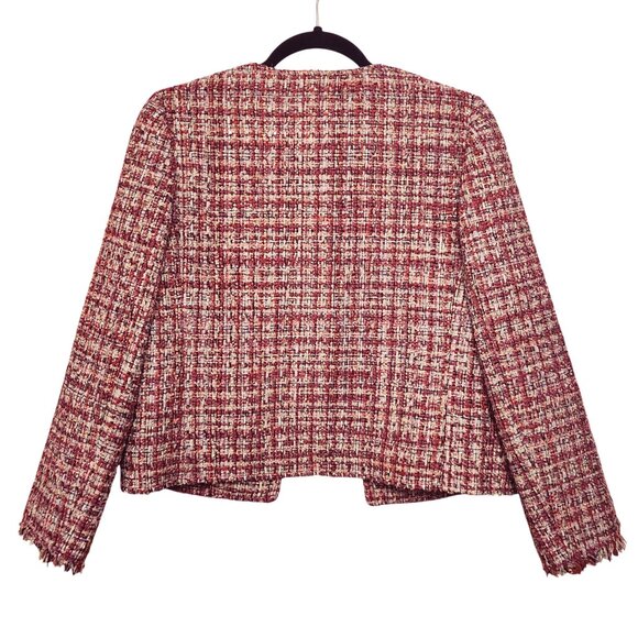 Kate Spade Textured Tweed Open Jacket Size 2 Pink White - Picture 2 of 9